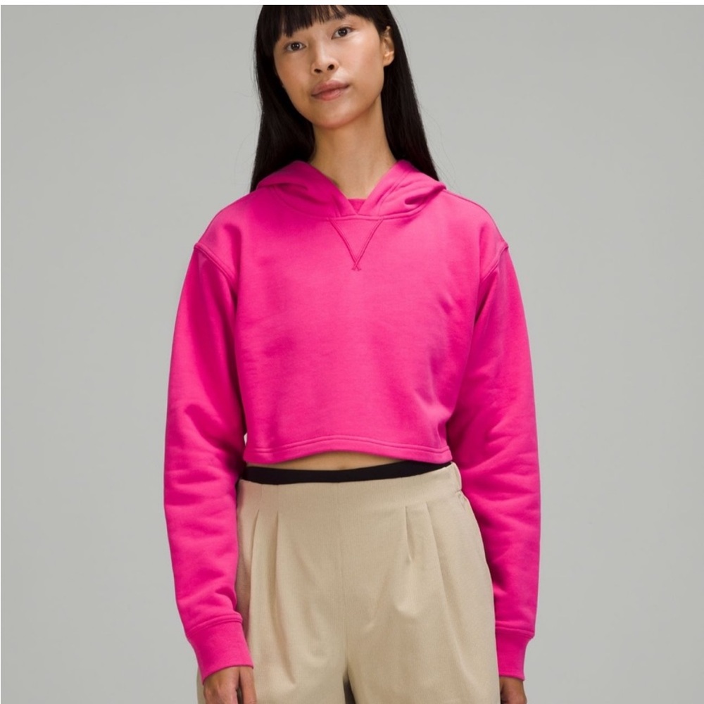 NWOT Lululemon All Yours cropped hoodie Size 18 Sonic Pink